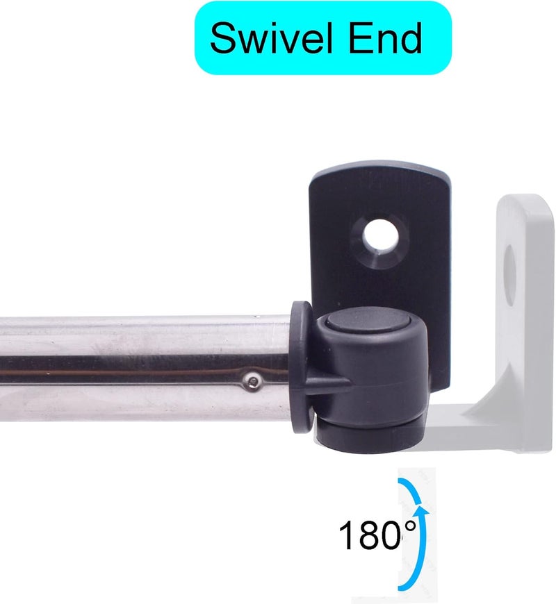 YYST Type A 16" to 39.5" Swivel End Window Curtain Sash Rod for Top & Bottom Doors & Sidelights Petite Café Sidelight Rods W Screws (Black -1) - Image 5